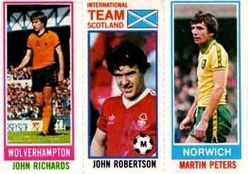 1980-81 Topps Footballer (Pink Back) #76 / 158 / 125 John Richards / John Robertson / Martin Peters Front