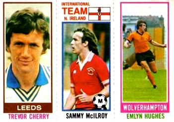 1980-81 Topps Footballer (Pink Back) #96 / 172 / 74 Trevor Cherry / Sammy McIlroy / Emlyn Hughes Front
