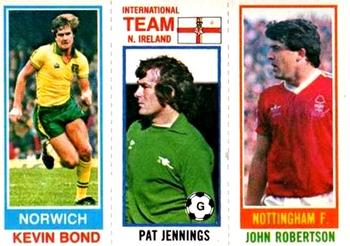 1980-81 Topps Footballer (Pink Back) #123 / 157 / 69 Kevin Bond / Pat Jennings / John Robertson Front