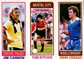 1980-81 Topps Footballer (Pink Back) #127 / 61 / 91 Jim Cannon / Tom Ritchie / John Craggs Front