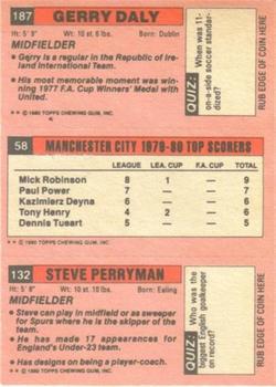 1980-81 Topps Footballer (Pink Back) #132 / 58 / 187 Steve Perryman / Mick Robinson / Gerry Daly Back