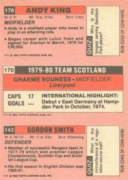 1980-81 Topps Footballer (Pink Back) #143 / 170 / 178 Gordon Smith / Graeme Souness / Andy King Back