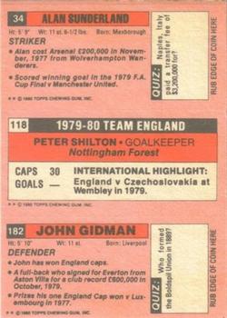 1980-81 Topps Footballer (Pink Back) #182 / 118 / 34 John Gidman / Peter Shilton / Alan Sunderland Back