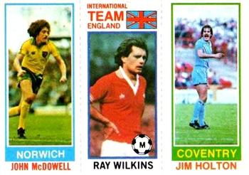 1980-81 Topps Footballer (Pink Back) #185 / 101 / 139 John McDowell / Ray Wilkins / Jim Holton Front