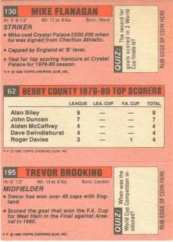 1980-81 Topps Footballer (Pink Back) #195 / 62 / 130 Trevor Brooking / Alan Biley / Mike Flanagan Back