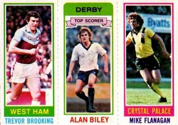 1980-81 Topps Footballer (Pink Back) #195 / 62 / 130 Trevor Brooking / Alan Biley / Mike Flanagan Front