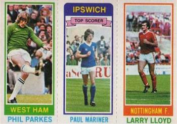 1980-81 Topps Footballer (Pink Back) #196 / 44 / 155 Phil Parkes / Paul Mariner / Larry Lloyd Front