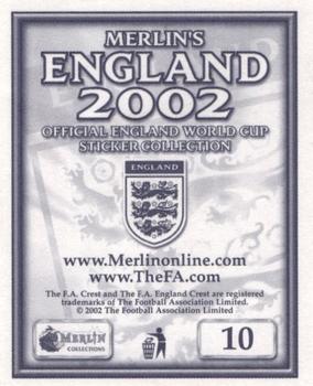2002 Merlin's England World Cup Sticker Collection #10 Sol Campbell Back