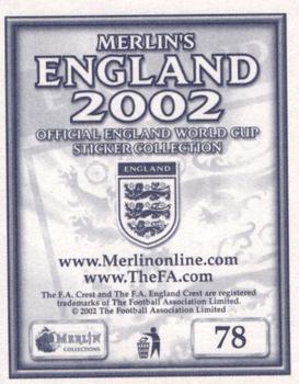 2002 Merlin's England World Cup Sticker Collection #78 Nicky Butt Back