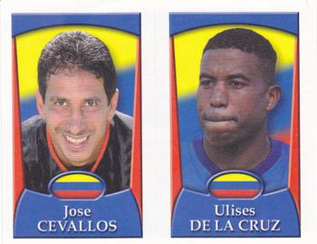 2002 Merlin's England World Cup Sticker Collection #244A / 244B Jose Cevallos / Ulises De La Cruz Front