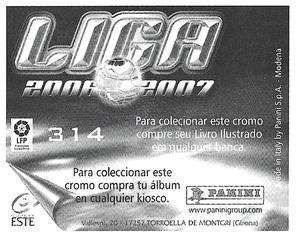 2006-07 Panini Liga Este Stickers (Mexico Version) #314 Jesus Navas Back