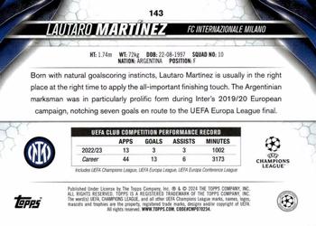 2023-24 Topps UEFA Club Competitions #143 Lautaro Martínez Back