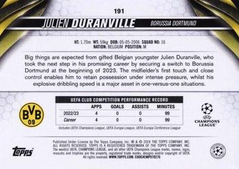 2023-24 Topps UEFA Club Competitions #191 Julien Duranville Back