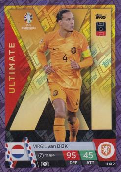 2024 Topps Match Attax Euro 2024 Germany - Ultimate XI Purple Sapphire Holograph #UXI2 Virgil Van Dijk Front
