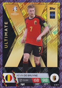2024 Topps Match Attax Euro 2024 Germany - Ultimate XI Purple Sapphire Holograph #UXI7 Kevin De Bruyne Front