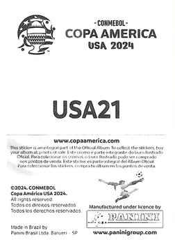 2024 Panini CONMEBOL Copa America USA Stickers #USA21 Folarin Balogun Back