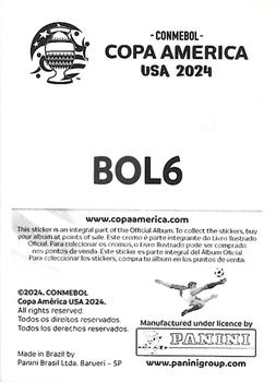 2024 Panini CONMEBOL Copa America USA Stickers #BOL6 Diego Bejarano Back