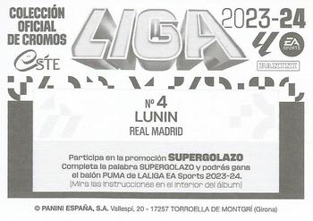 2023-24 Panini Liga Este - Real Madrid CF #4 Andriy Lunin Back
