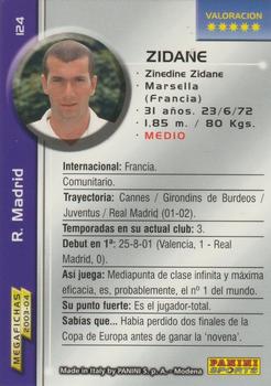 2003-04 Panini LaLiga Megafichas (Japan) #124 Zidane Back