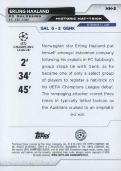 2023-24 Topps UEFA Club Competitions - Historic Hat-Tricks #HH-5 Erling Haaland Back