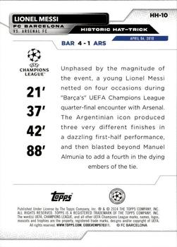 2023-24 Topps UEFA Club Competitions - Historic Hat Tricks #HH-10 Lionel Messi Back