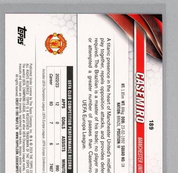 2023-24 Topps UEFA Club Competitions - Starball Foil #189 Casemiro Back