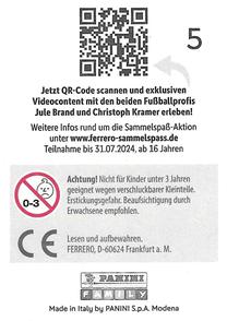 2024 Panini Ferrero DFB Team Sticker Collection #5 Manuel Neuer Back