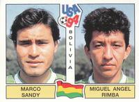 1994 Panini World Cup (UK and Eire Edition, Green Backs) #216 Marco Sandy / Miguel Angel Rimba Front