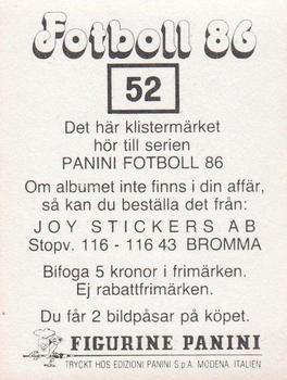 1986 Panini Fotboll 86 Allsvenskan och Division II #52 Roger Johansson Back
