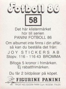 1986 Panini Fotboll 86 Allsvenskan och Division II #58 Per Olsson Back