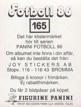 1986 Panini Fotboll 86 Allsvenskan och Division II #165 Ola Sigfrids Back