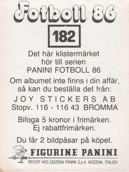 1986 Panini Fotboll 86 Allsvenskan och Division II #182 Magnus Nilsson Back