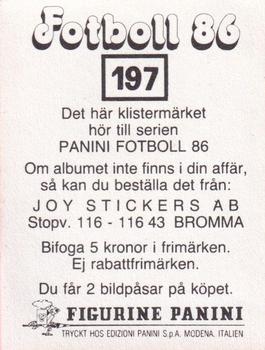 1986 Panini Fotboll 86 Allsvenskan och Division II #197 Kent Jönsson Back
