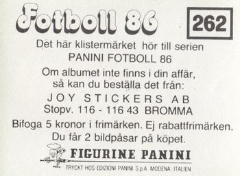 1986 Panini Fotboll 86 Allsvenskan och Division II #262 Team Back