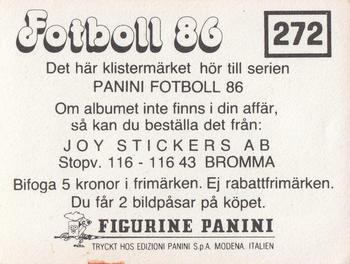 1986 Panini Fotboll 86 Allsvenskan och Division II #272 Team Back