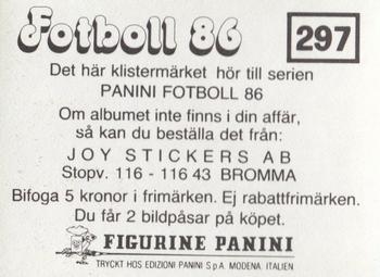 1986 Panini Fotboll 86 Allsvenskan och Division II #297 Team Back