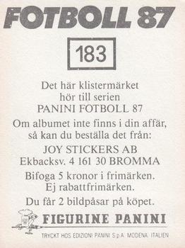 1987 Panini Fotboll 87 Allsvenskan och Division 1 #183 Sven Andersson Back