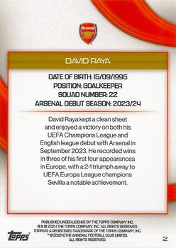 2023-24 Topps Arsenal Team Set #2 David Raya Back