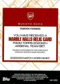 2023-24 Topps Arsenal Team Set - Marble Halls Relics #MH-BS Bukayo Saka Back