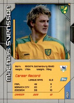 2004-05 Topps Premier Stars #192 Mathias Svensson Back