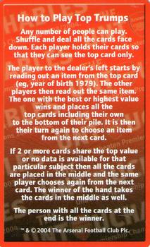 2004 Top Trumps Specials Arsenal #NNO The Untouchables Back