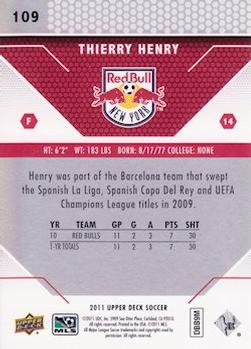 2011 Upper Deck MLS #109 Thierry Henry Back