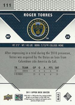 2011 Upper Deck MLS #111 Roger Torres Back