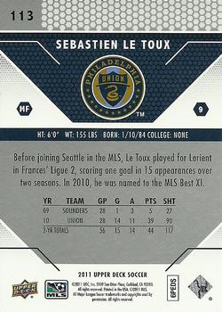 2011 Upper Deck MLS #113 Sebastien Le Toux Back