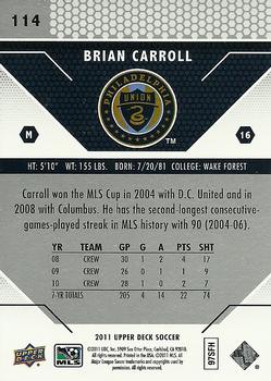 2011 Upper Deck MLS #114 Brian Carroll Back