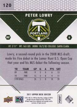 2011 Upper Deck MLS #120 Peter Lowry Back