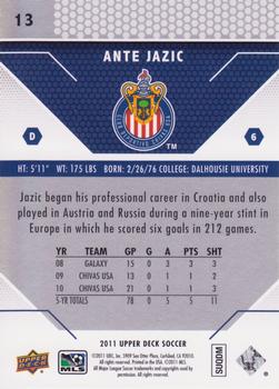 2011 Upper Deck MLS #13 Ante Jazic Back