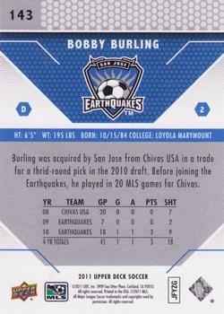 2011 Upper Deck MLS #143 Bobby Burling Back