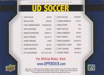 2011 Upper Deck MLS #NNO Materials Checklist Back
