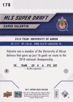 2011 Upper Deck MLS #178 Zarek Valentin Back